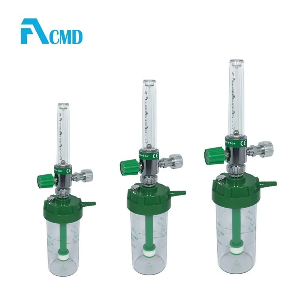 High Accuracy Medical Oxygen Regulators Portable Acrylic Air Flow Meter With Humidifier and Flowmeter