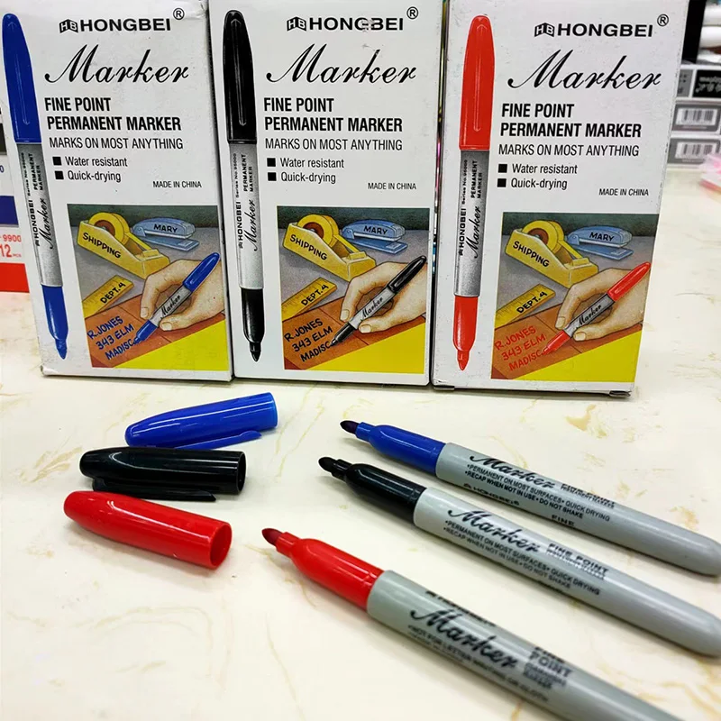 3 colors oil-based markers Permanent water-resistant ink Marker Pen set writing on the surface of different materials