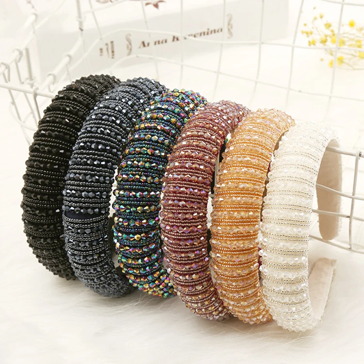 A2713 Hot Sale Headwear Hair Hoop Band Craft Diamond Accessories Hairband Glisten Rhinestone  Pave Hair Clasp