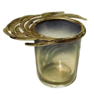 glass votive candle holder with brass antique metal top for wedding party home hotel spa Church and Festival decoration