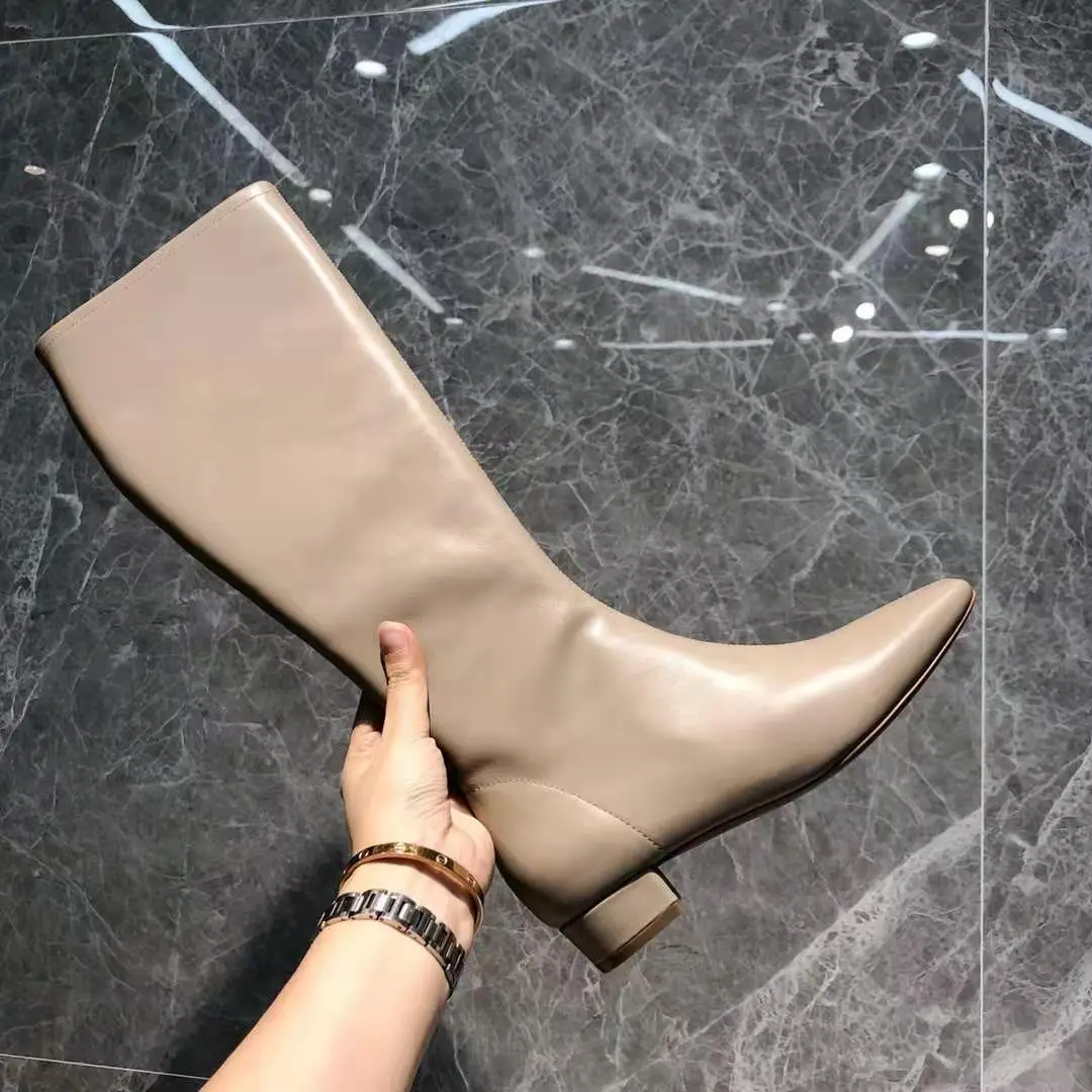 Women classy long genuine leather boots