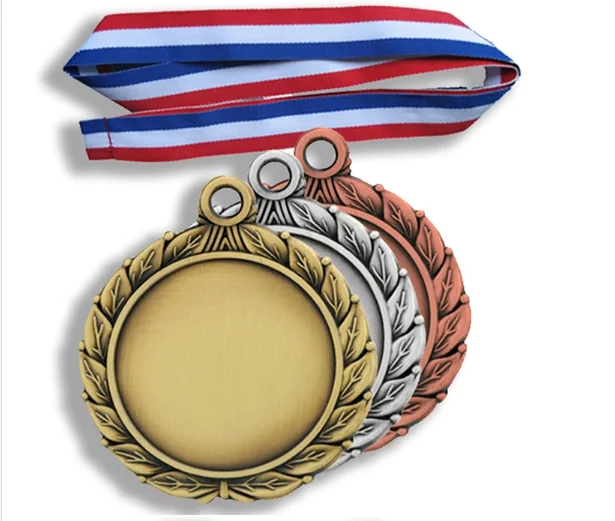 Custom Die Casting Souvenir Honor Blank Metal Medal With Ribbons