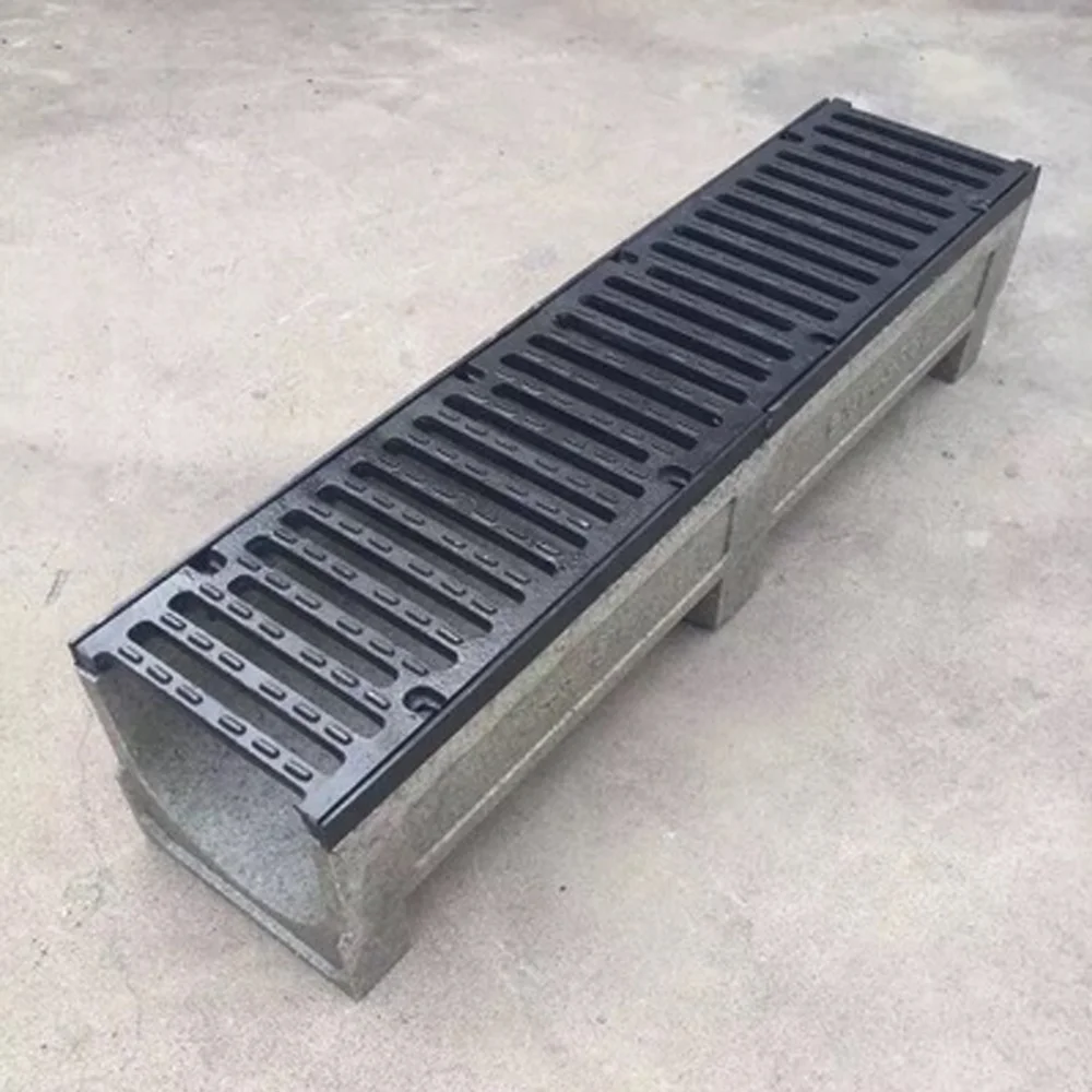 High Quality U 300*300MM ductile iron grate precast concrete drainage channels Polymer concrete drainage channel for driveway