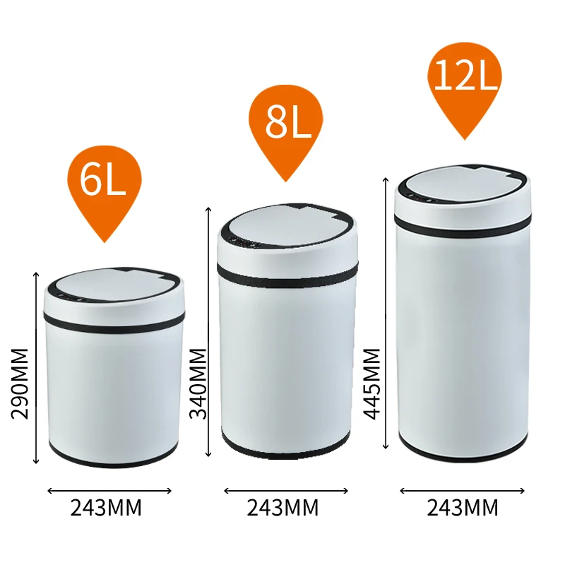 12L Household Kitchen Auto Sensor Trash Can ,Smart Automatic Garbage Bin  ,ABS Plastic Home Eco-Friendly Waste Bin with USB