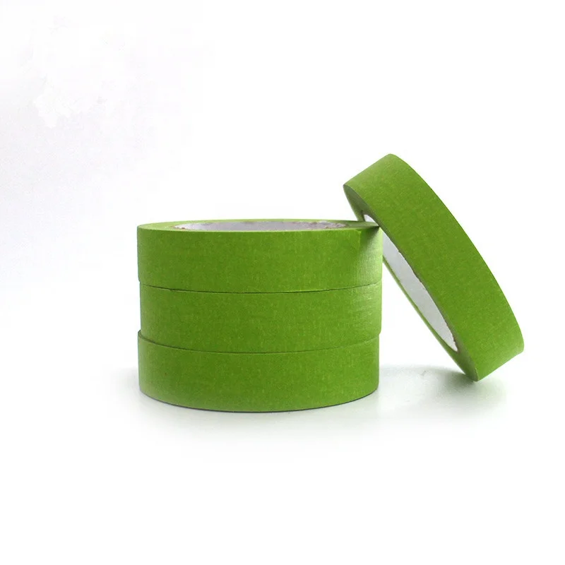 Factory Direct Sale 2inch Paper Single-Sided Pressure Sensitive Adhesive 18mm Width Automotive Green Masking Tape Jumbo Roll