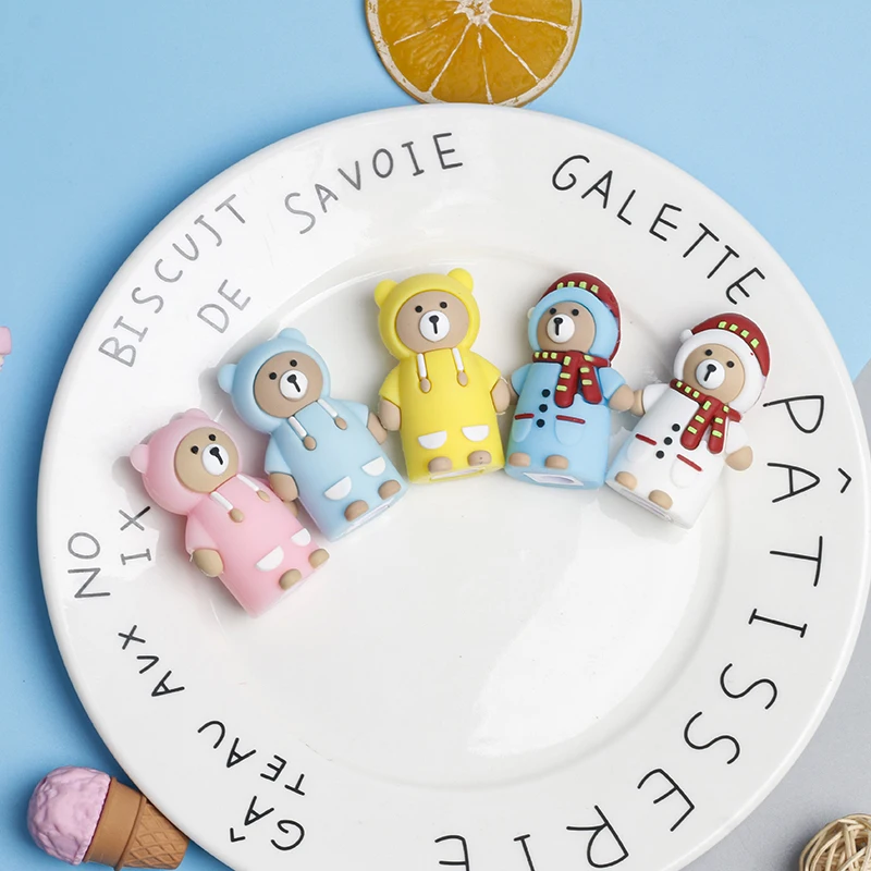 Cartoon PVC soft rubber silicone bear pencil sharpener primary school stationery for children mini pencil sharpener pencil sharp