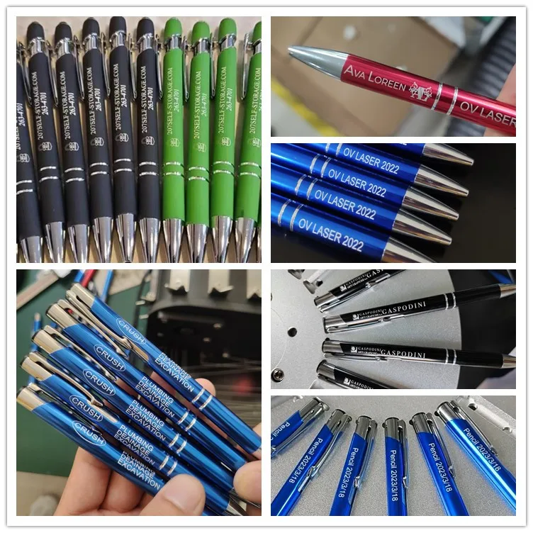 Pen marking machine with conveyor belt Laser engraving machine with pen rotary Metal plastic pen engraving