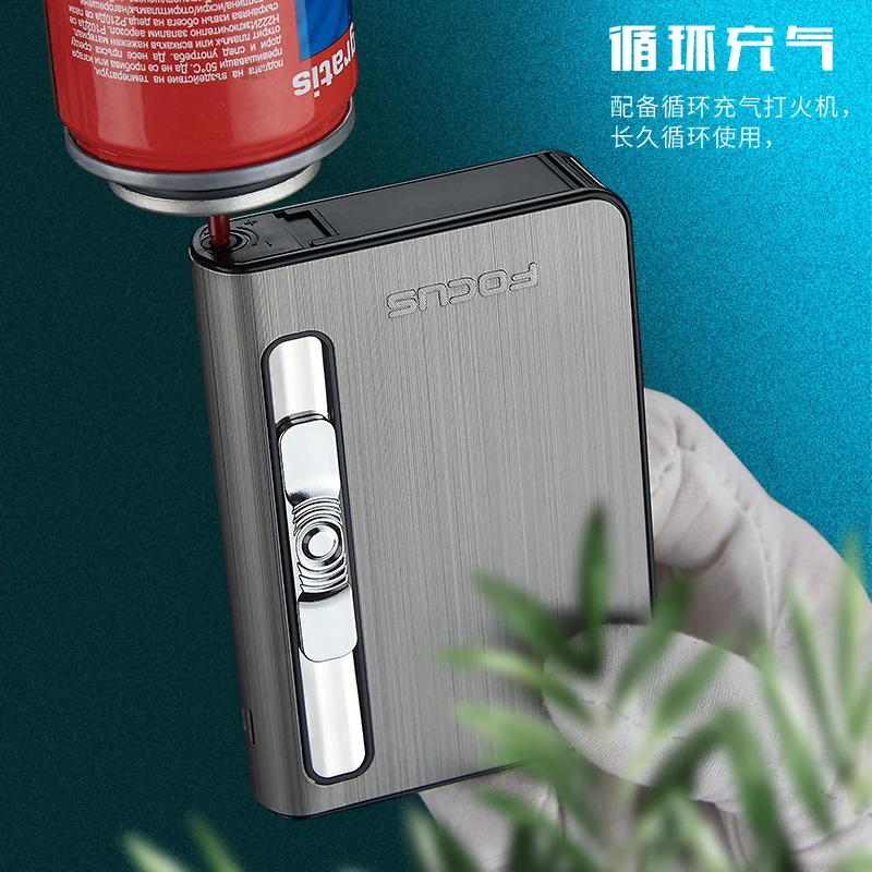 YH027  Metal cigarette case with jet flame windproof lighter USB rechargeable