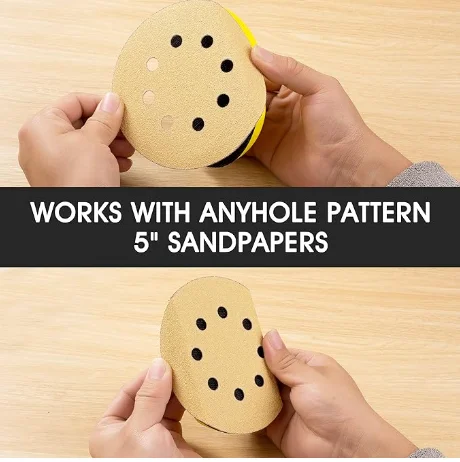 5 inch  Hook and Loop Mouse Sanding Block Hand Sander Discs Ideal For Wood working, Furniture Restoration, Home and Auto Body.