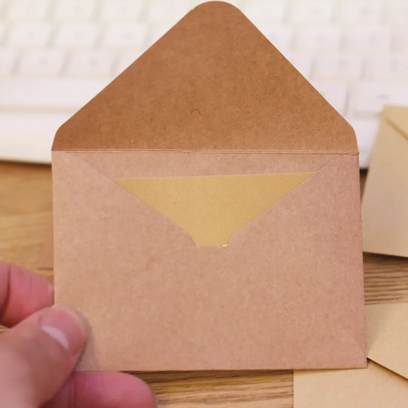 7x10cm Colorful Black Brown Kraft Beige Pink Mini Small Paper Envelope For VIP Gift Card