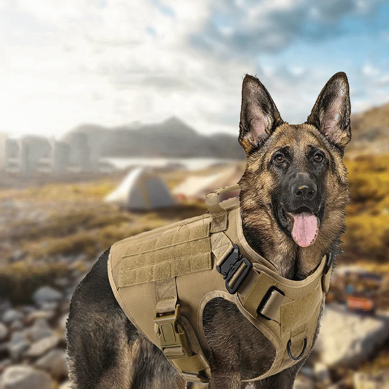 
Heavy Duty Nylon Tactical Dog Training Harness No Pulling Front Clip Working Hunting Adjustable Dog Vest 