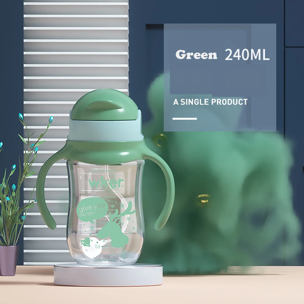 With Cap BPA FREE Cartoon Paper Box PP Silicone Straw Baby Water Bottle