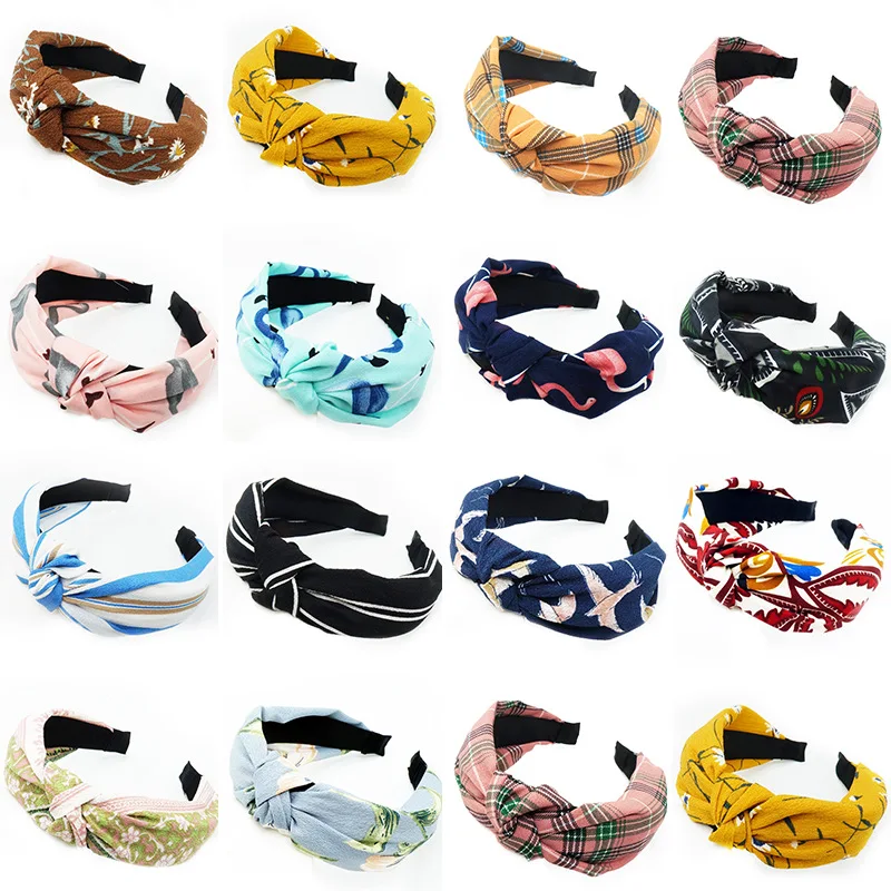 Hot sale fabric cross-knotted headband sports wash face small fresh floral headband for women
