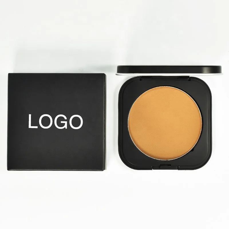 Custom New Square Face Powder Palette Private Label Makeup Black Pressed Compact Foundation Powder