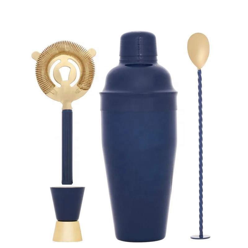 
High Quality Luxury 4pcs Stainless Steel Spray Paint Gold Plated Bar Shaker Set 