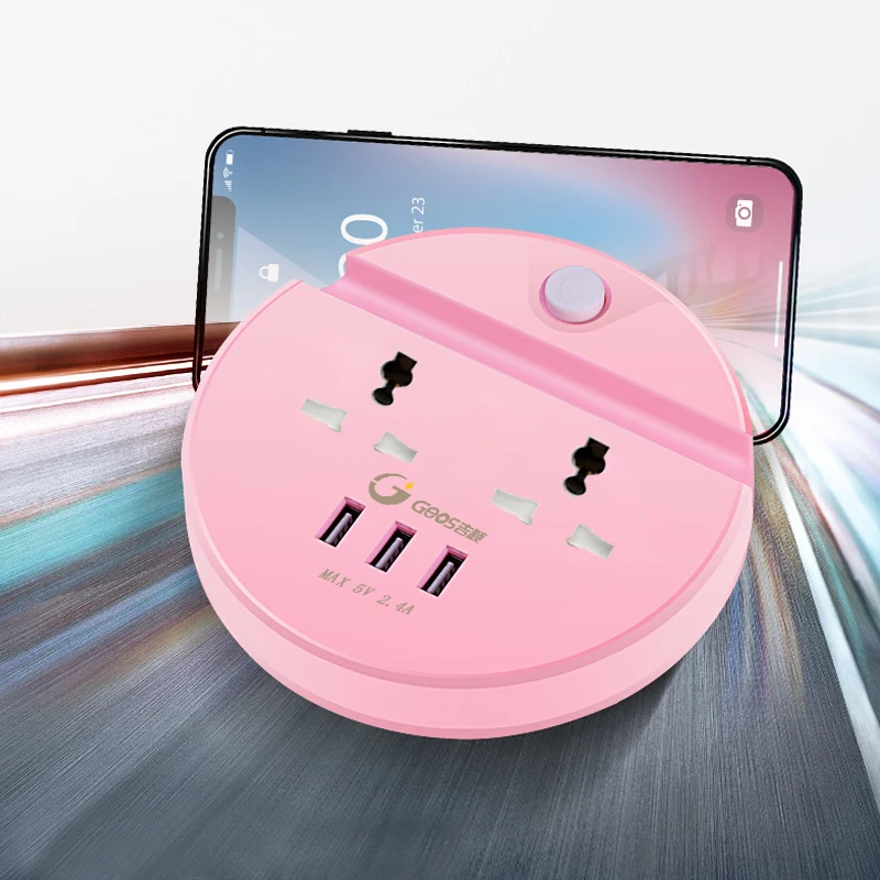  Умная Универсальная круглая настенная многорозетка переключатель с защитой от шипов удлинительная плата розетка держателем для мобильного телефона