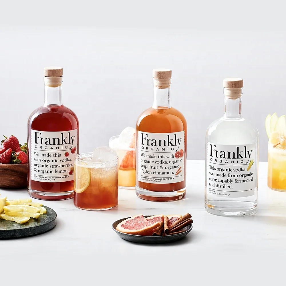 Luxury Empty Packing 750 ml Frosted Bulk Foreign Vodka Wine Bottle Clear Glass Tequila Wine Bottles 500 ml 75cl 750ml With Cork