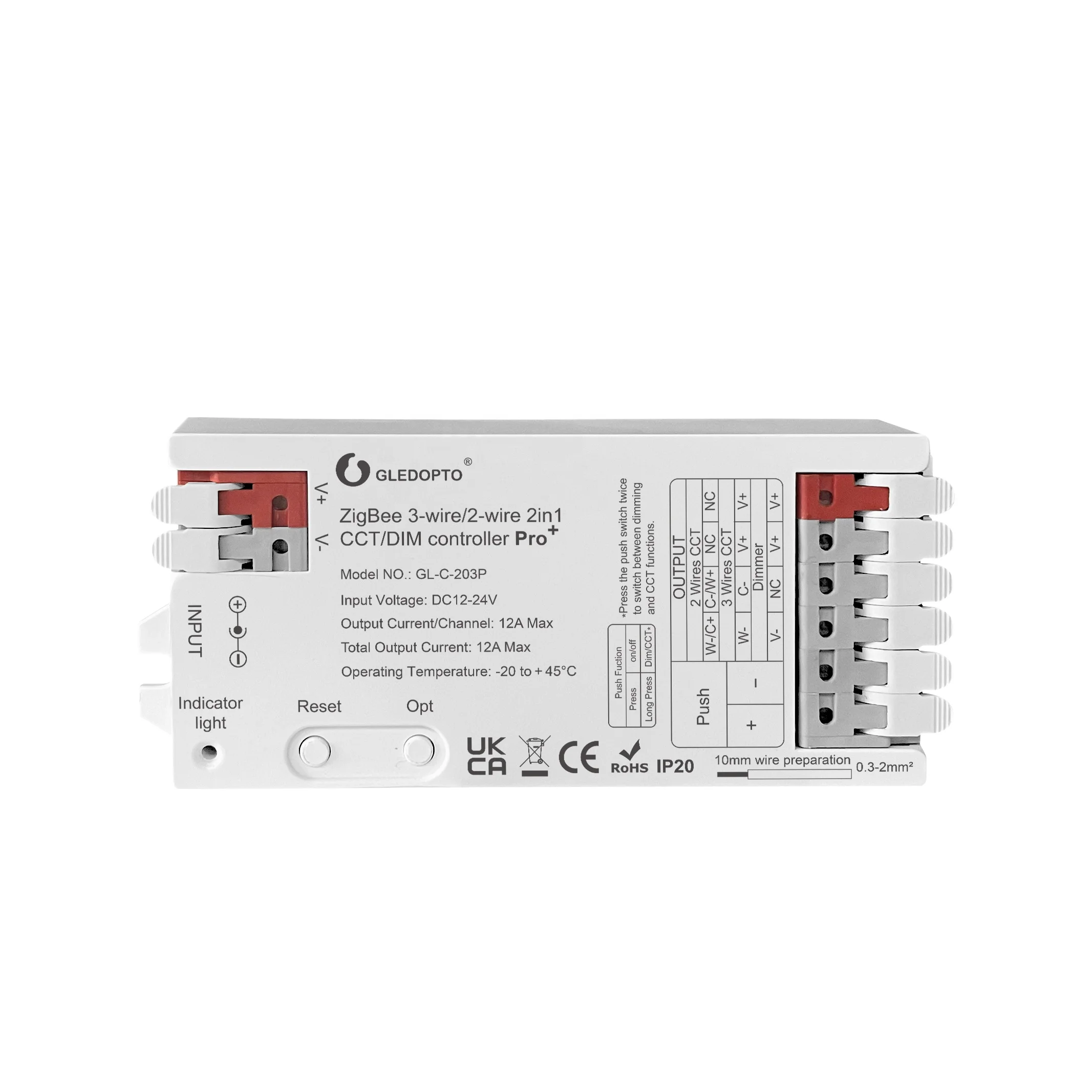 2024 Gledopto hot Zigbee 2 in 1 LED controller DC 12-24 V 12 A Max/Channel
