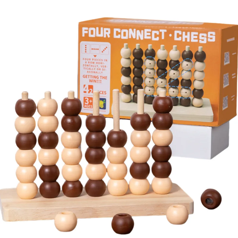 educational connect four chess game wood Line Up 4 Classic Family Toy Board Game Kids wooden toys four in a row game for kid