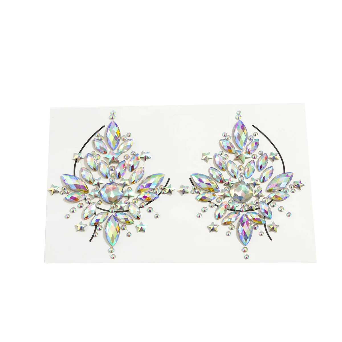 Halloween Sequins Rhinestone Crystal Diamond Face Tattoo Temporary Jewelry Art Sticker Happy Double Side Gem Sticker