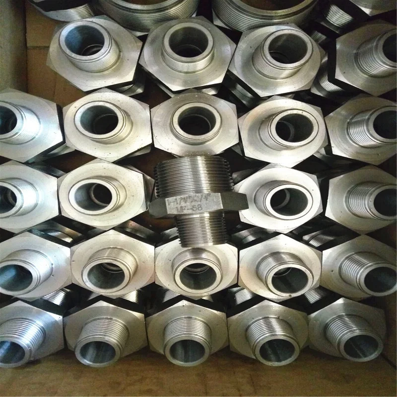 ASME B16.11 1/4 1/8 BSP 304 321 304L 316L forged Stainless Steel Hex Male Double Nipple Equal hexagon nipple Pipe Fitting