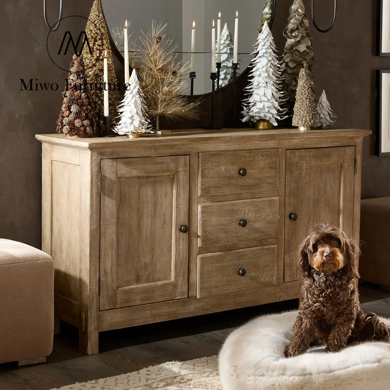 Modern country antique furniture design solid wood Benchwright Grand Buffet side cabinet Chest drawers locker custom Sideboard