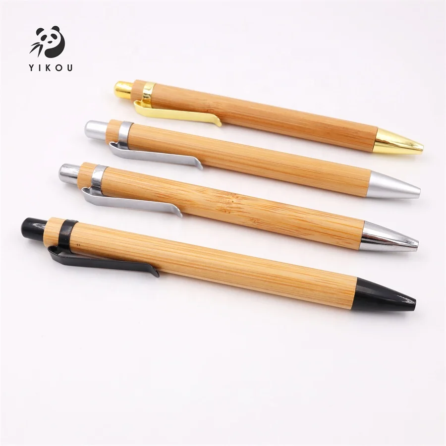 eco friendly promotional plastic accessory push bamboo color ball point pens with customized logo