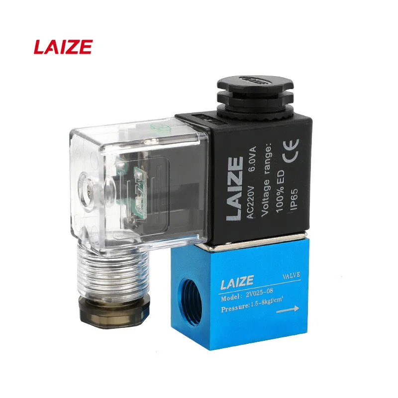2V025-08 2-Position 2-Way Solenoid Valve Single Electronic Aluminum Alloy Material Pneumatic Electric Control