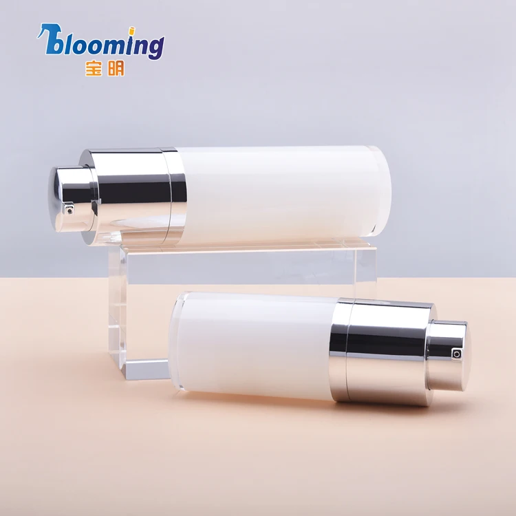 Luxury White Black Acrylic Personal Care Cosmetic Airless Bottle,30ml 50ml airless cosmetic bottles,pcr 15ml airless pump bottle