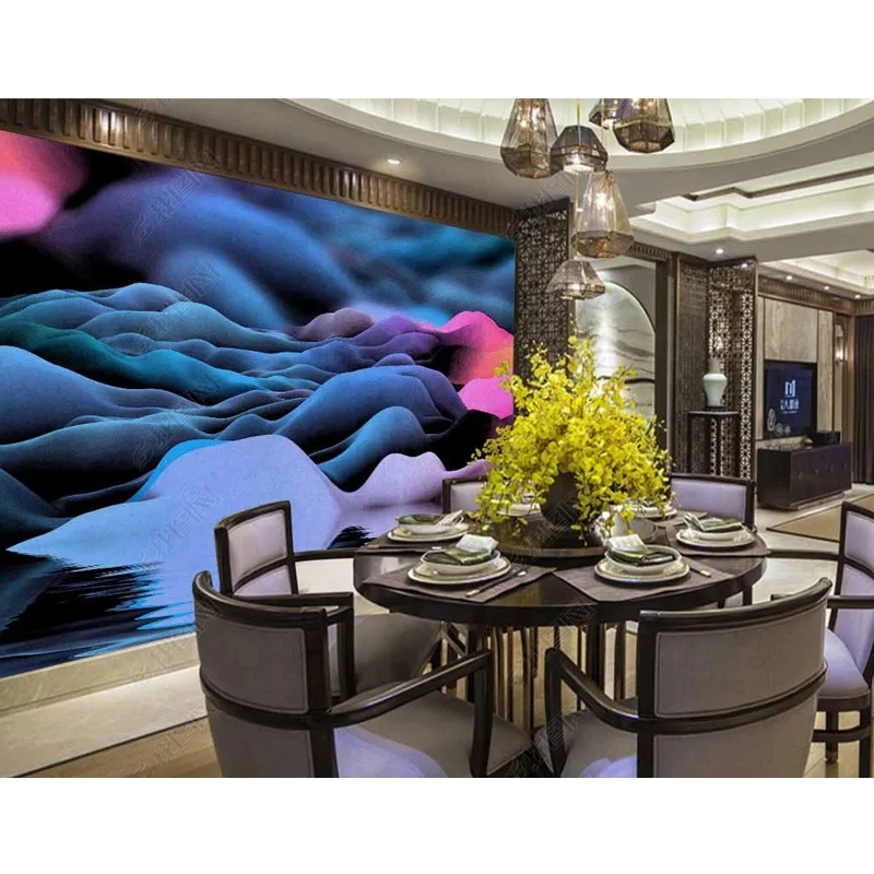 Custom hand-painted landscape reflection scenery for living room TV background decoration 3D wallpaper