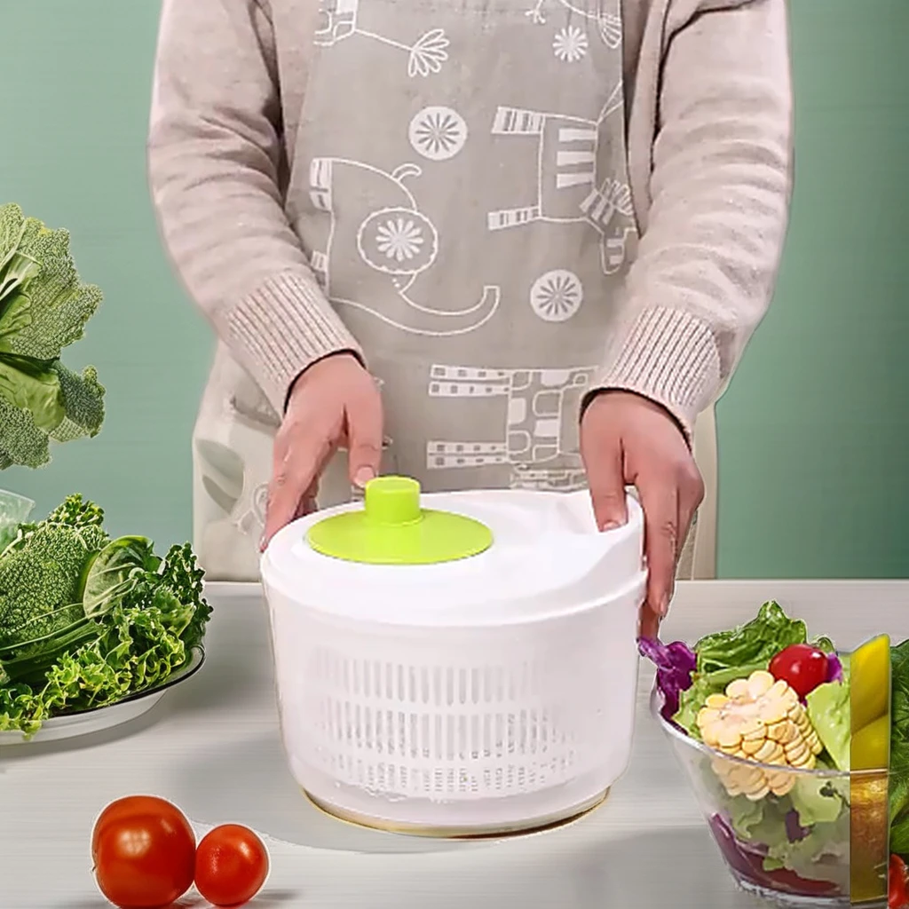 Multi-Functional Manual Fruit & Vegetable Dryer with Spinner Colander Plastic Dehydrator & Drain Basket for Kitchen.