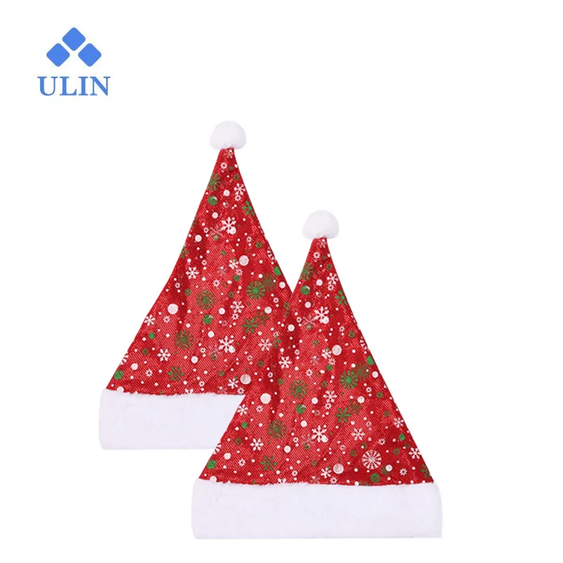 
Wholesale thick golden snowflake hat christmas old man decorations red christmas party hats 
