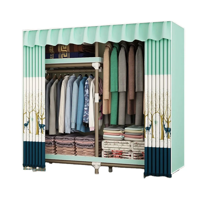fashionable and simple all-steel frame durable Cloth wardrobe simple bold thickening reinforcement household bedroom rental room