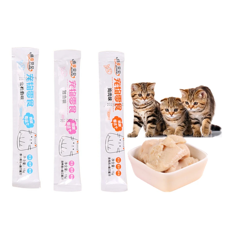 Pet Food Factory 15g Custom Pet Training Snack Bag High Quality Delicious Wet Cat Food Cat Snack Bar Wet Cat Strips Treats