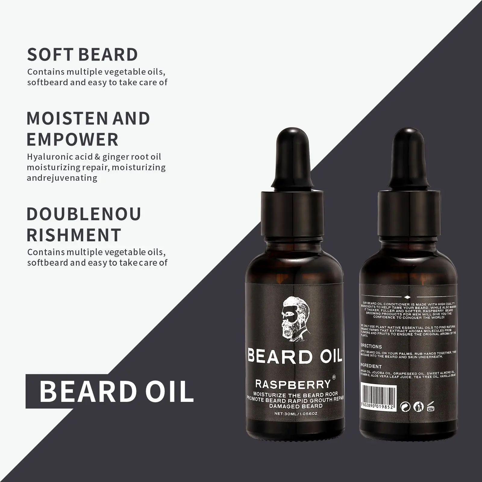 Barber Men Growth Soften Beard Oil No Label or Private Customize Lasting Bread Moisturizing and Nourishing