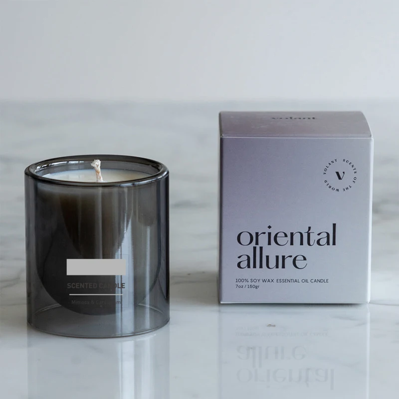 Mescente OEM Double Layer Glass Candle Jar Candles Container Bulk Aromatherapy Massage Candles