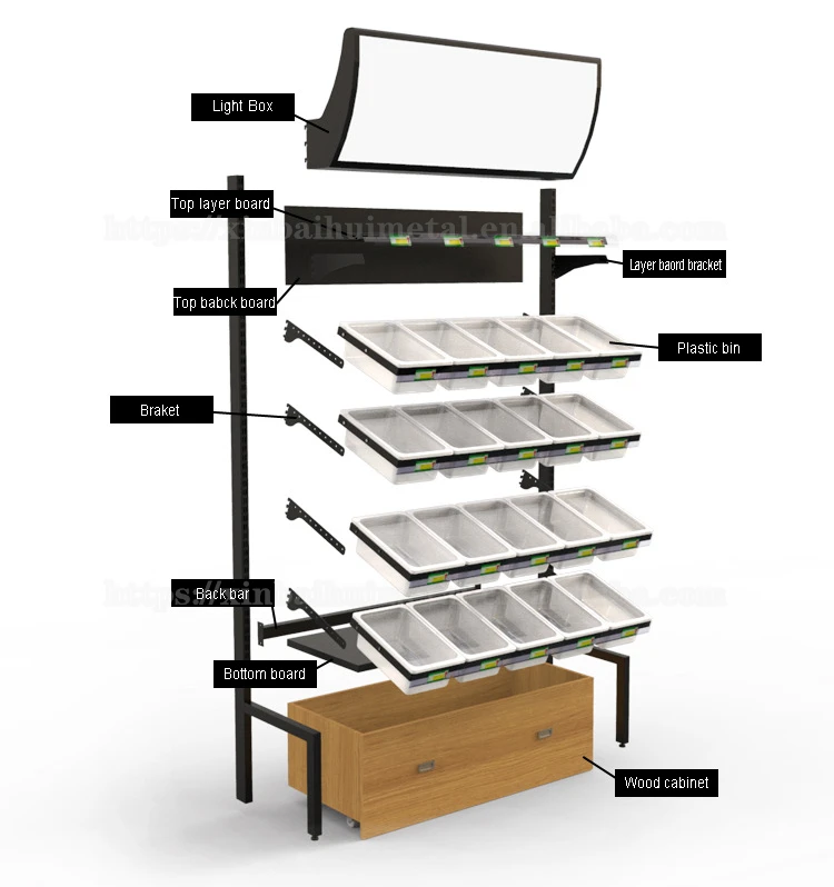 Bulk Snack Shelf Supermarket Convenience Store Wall Bulk Canteen Dried Fruit Small Food Multi-Layer Display Stand Commercial