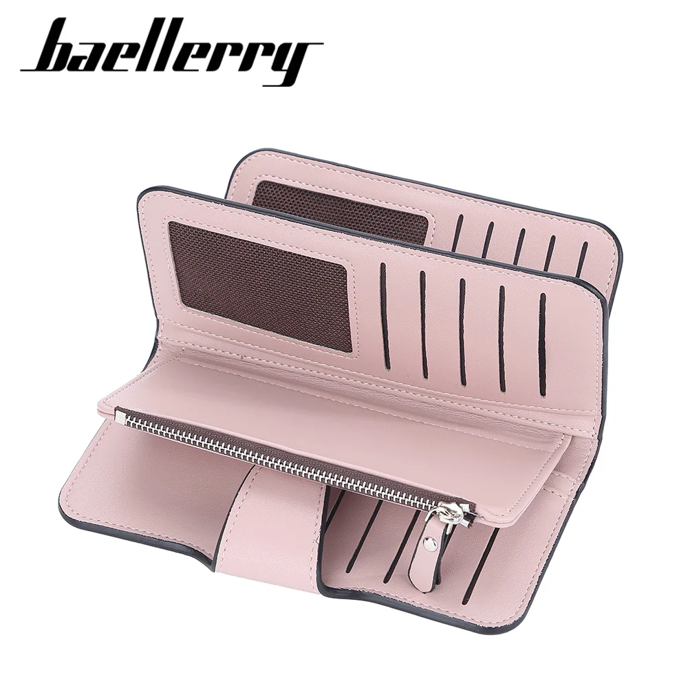 Baellerry 2022 Classic retro Style PU Leather fashion Long Style Wallet For Woman,Lady Vintage Button large capacity purse bag
