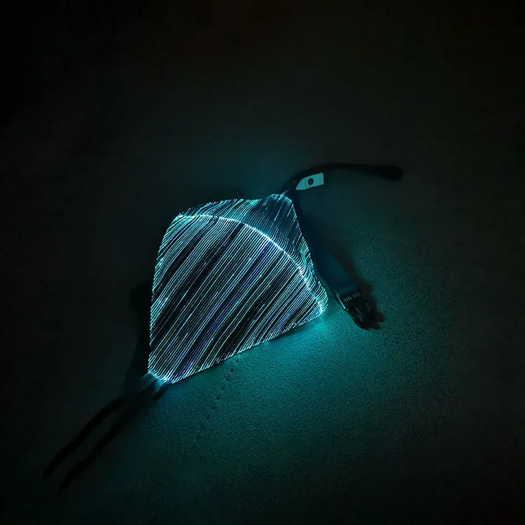 2020 Rechargeable battery 7 colors light up Led Optic Fiber rave LED luminous mask for Halloween Masquerade Party Decoration