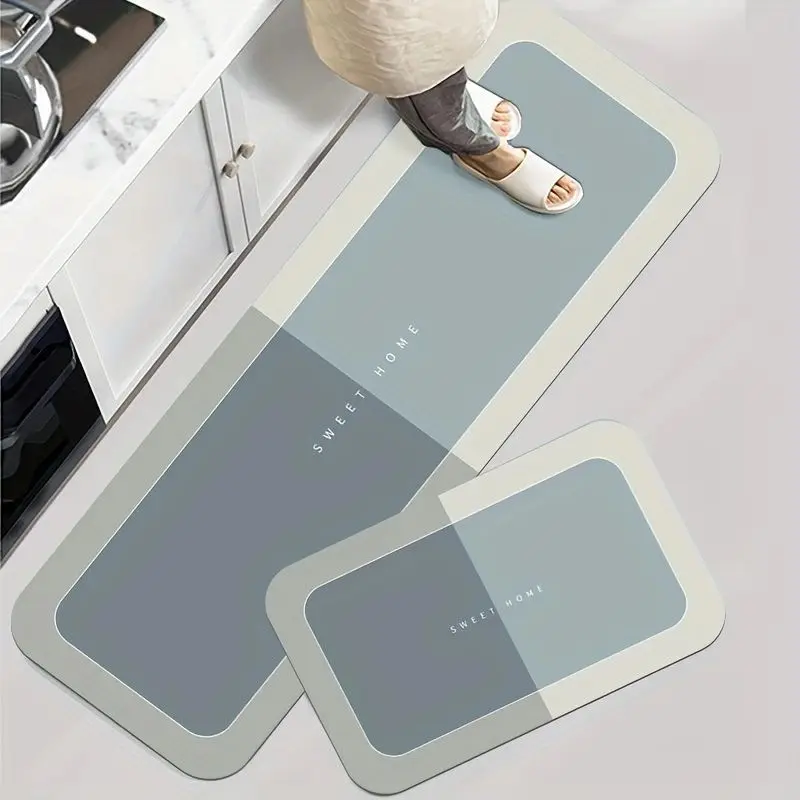 Cross-border simple diatom mud style porch entry bathroom kitchen floor mat two-piece wholesale