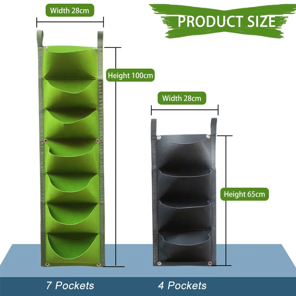 Manufacturer Hanging Flower Pot Felt Non-woven Wall Plant Holder Hanging Planter Grow Bags with 7 Pockets