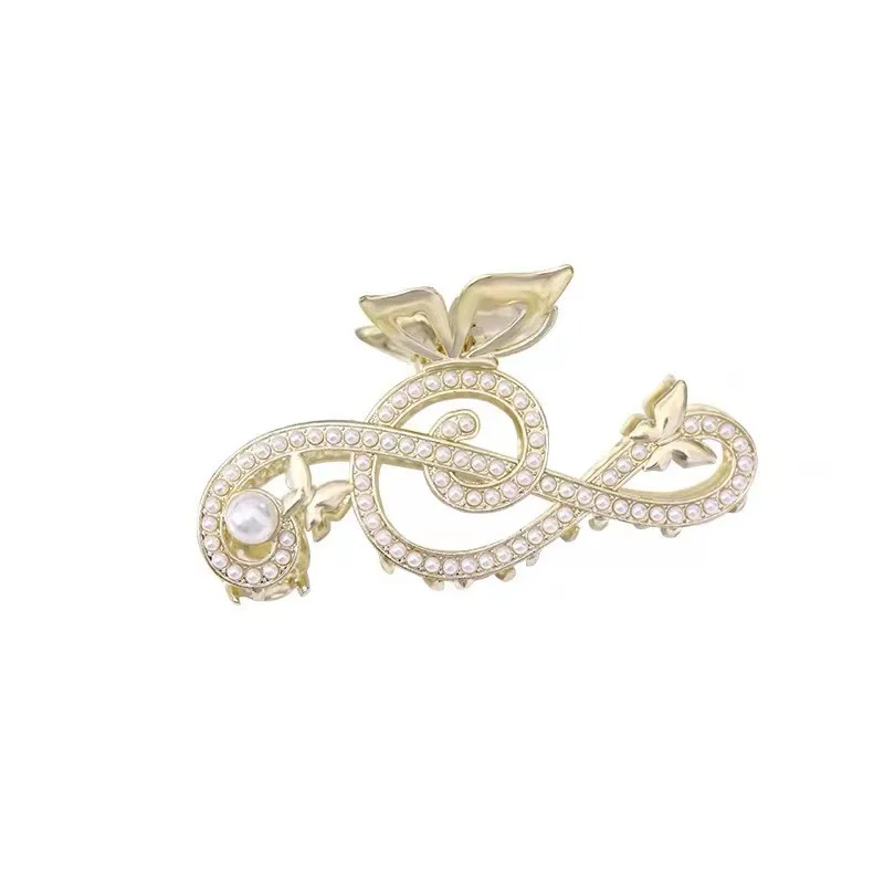 Korean Rhinestone Pearl Music Notes Hair Clips High Quality Alloy Metal Hair Claw Shark Clip Women Hair Accessories