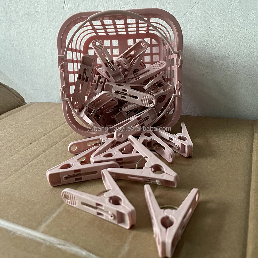 Cheap 30piece Plastic Clothespins Clothes Pegs Quilt Towel Clothes Pins 30pcs Hanger Windproof Clips With Basket