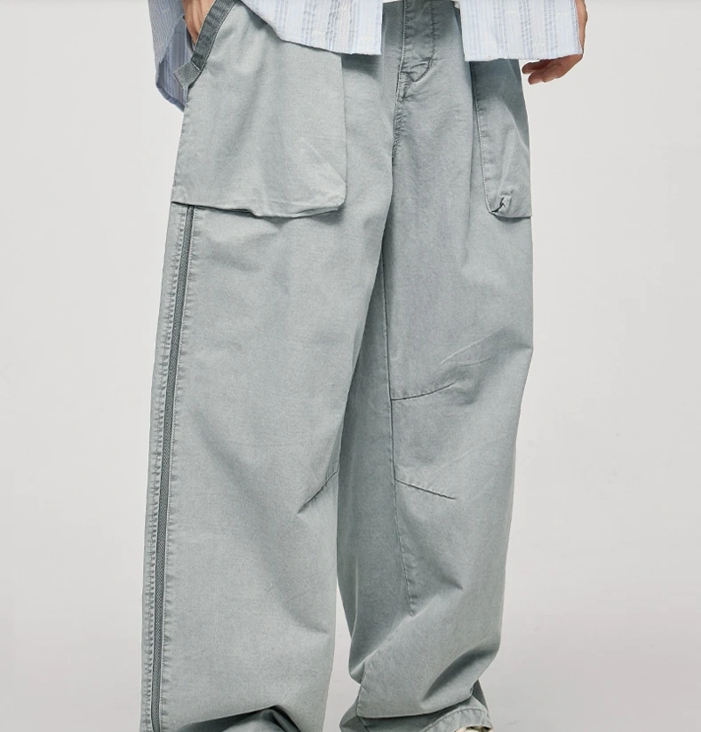 Мужские однотонные брюки с эластичным поясом