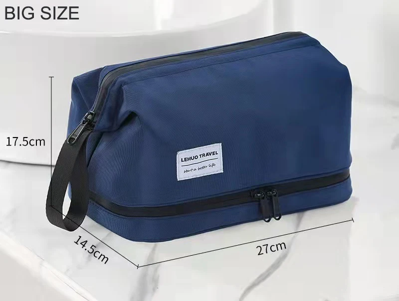 Mens hand pouch cosmetic bag with zipper and hook navy customized carrier bags for makeup products nylon from Alibaba website