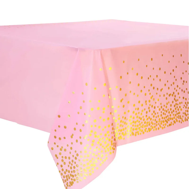 Wholesale disposable printing dot rose gold white black tablecloth PE plastic oil proof Home Hotel party wedding supplies