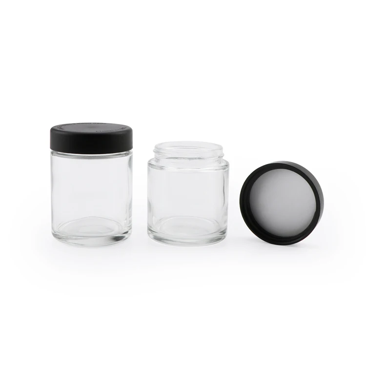 Custom Printed CR Jar Straight Sided 1oz 2oz 3oz 4oz Jars Child Resistant Transparent Container Child Proof Glass Jars