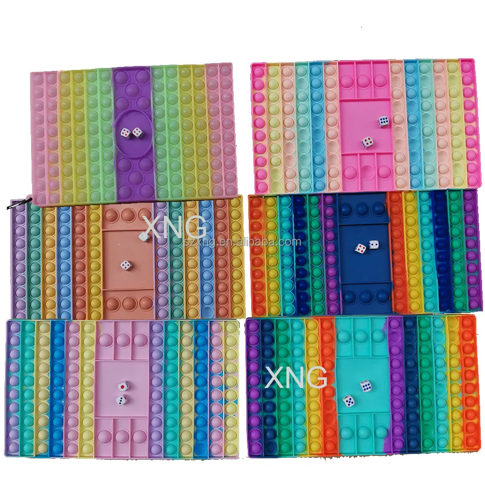 30cm 19cm checkerboard Double game toy players Push pop Bubble Fidget Sensory Toy fidget toys pop chessboard with dices glow