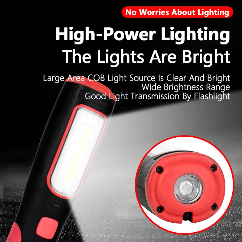 COB+LED Magnetic Work Light Rechargeable Portable Working Lamp with Hanging Hook Car Repairing Lamp