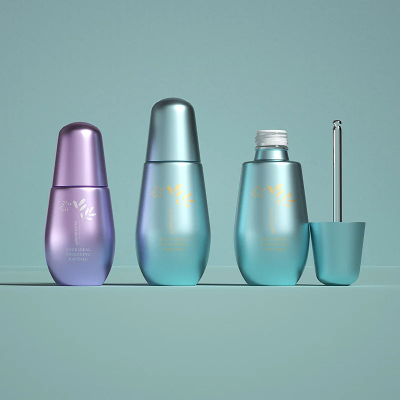 Hot sale 30ml 50ml amber empty glass bottles with aluminium gold cap